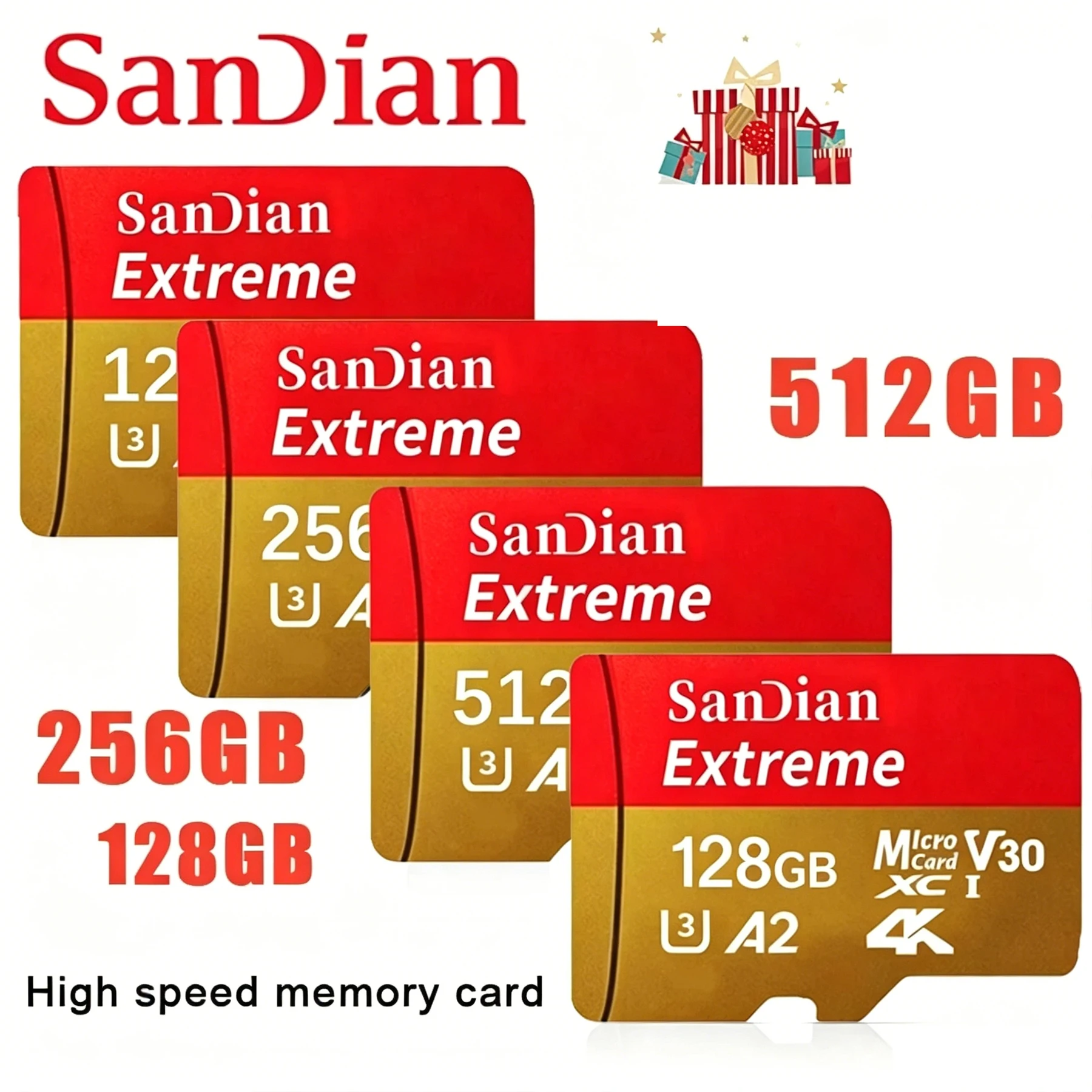 Cartão de Memória Flash Micro TF SD V30 Classe 10 de Alta Capacidade 2026 em Promoção: Vários Tamanhos para Computadores de Escritório/Monitoramento/Celulares