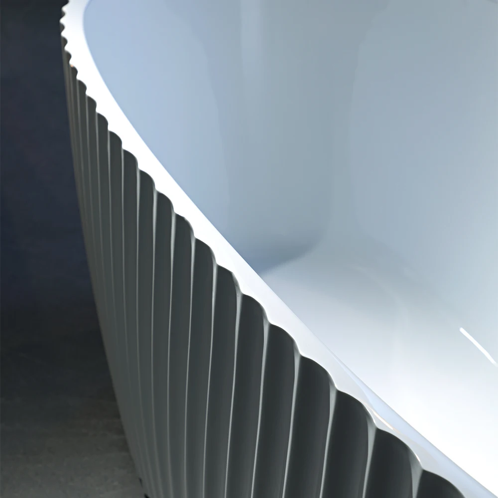 Striped Artistic Bathtub Indoor Standing Acrylic Tub Modern Single White Bathtub For Bathroom