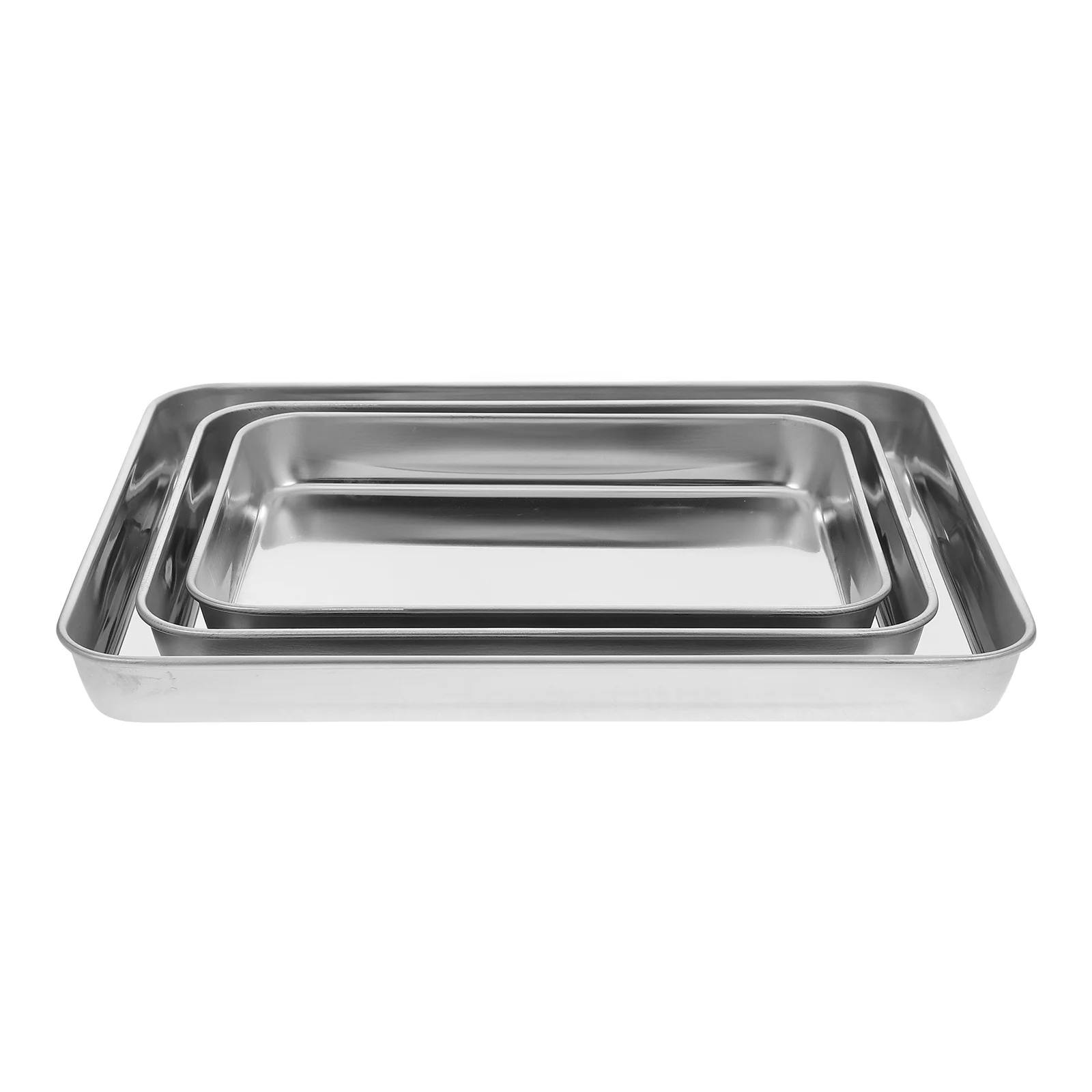 

3 Pcs Three Piece Suit Baking Tray 430 Stainless Steel Bbq Trays for Serving Food