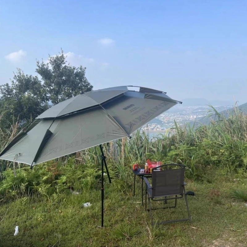 

Вращающийся рыболовный зонт с ручкой-тростью, защита от солнца и дождя для кемпинга, пляжа, походов, портативный анти-УФ навес