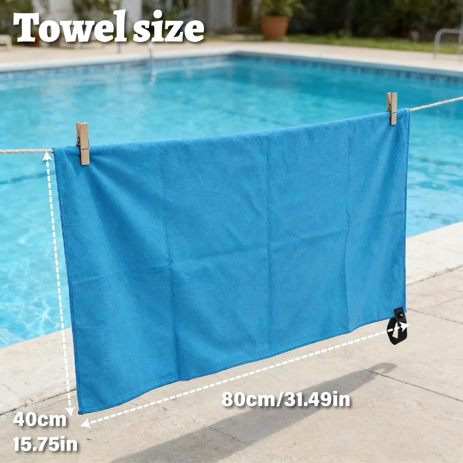 Soft Absorbent Microfiber Towel with Lanyard, Quick Dry Sports Towel for Gym Camping Beach Activities