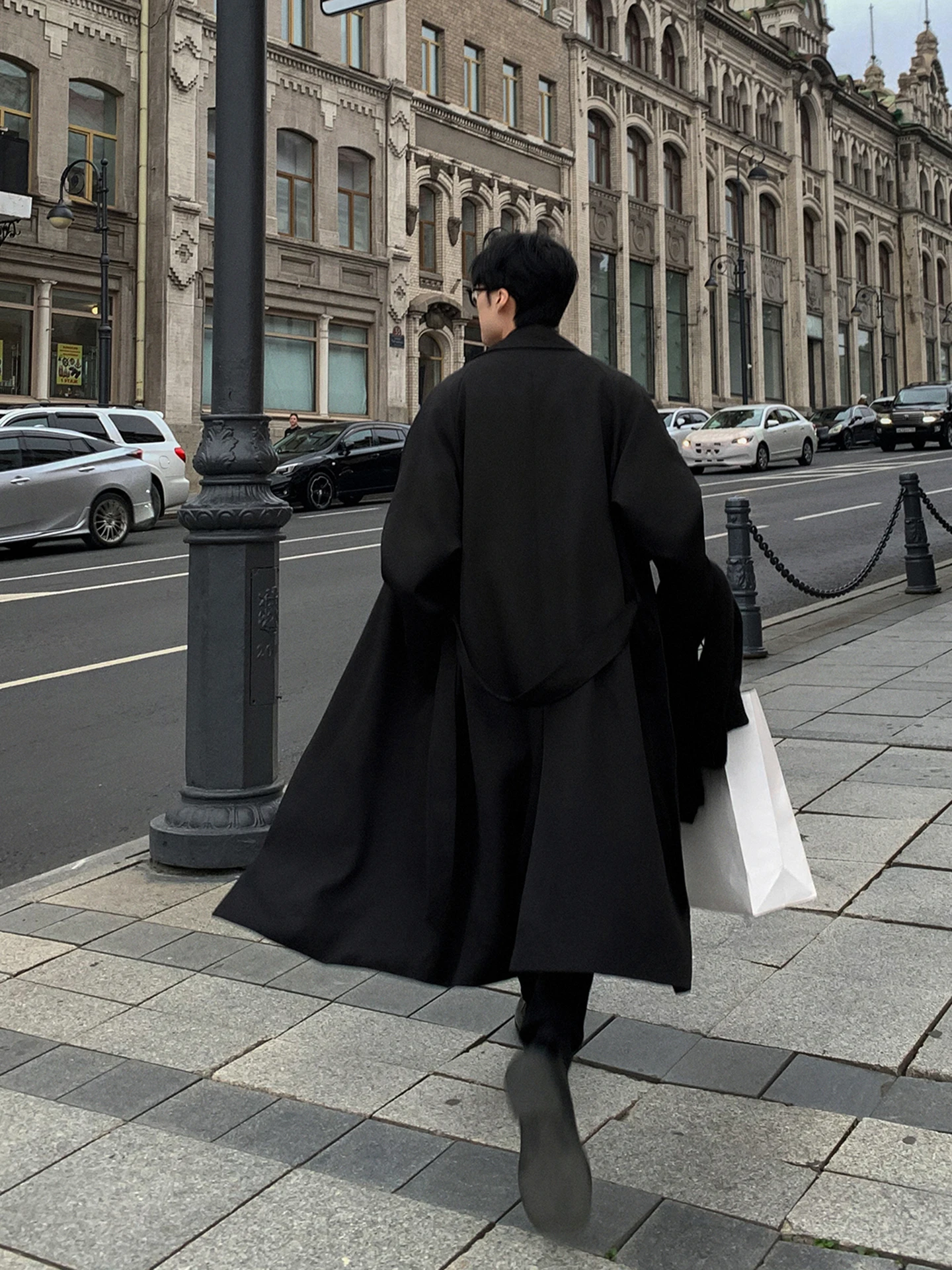 

Naples Korean Sle Men's Bla Overcoat Autumn High Sensation Brit Sle Mid-Length Knee-Length Windbreaker Jaet