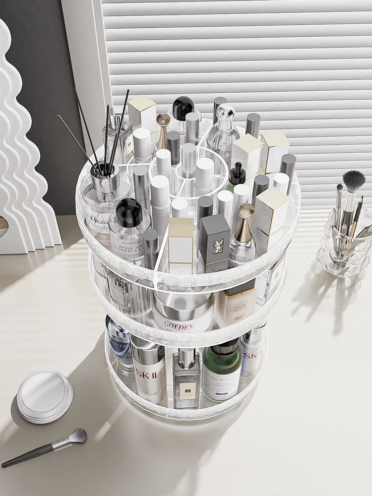 Transparent Cosmetics Storage Box Nail Display Stand Rotating Makeup Organizer Holder Lipstick Skin Care Products Storage Shelf