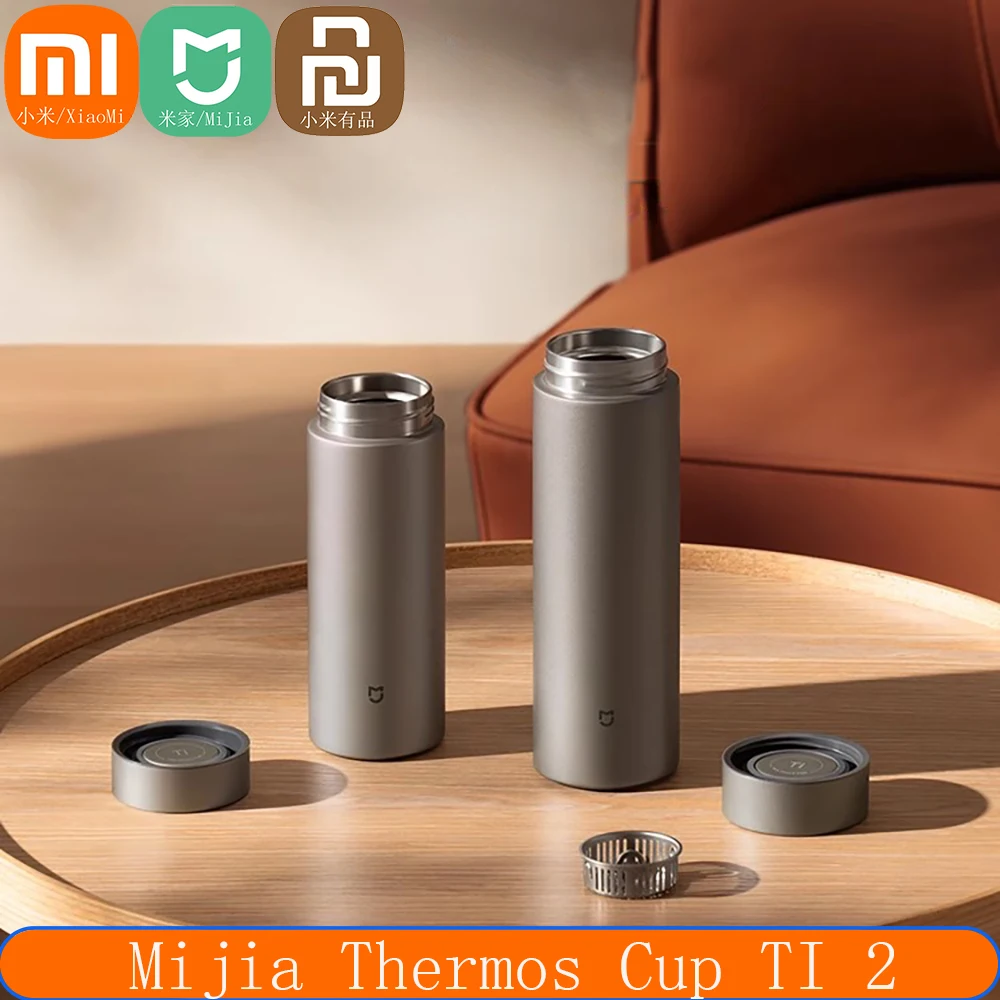 xiaomiスマートサーモ真空断熱ボトルti-2純チタン素材6時間保温医療用素材mijiaポータブルドリンクサーモカップ