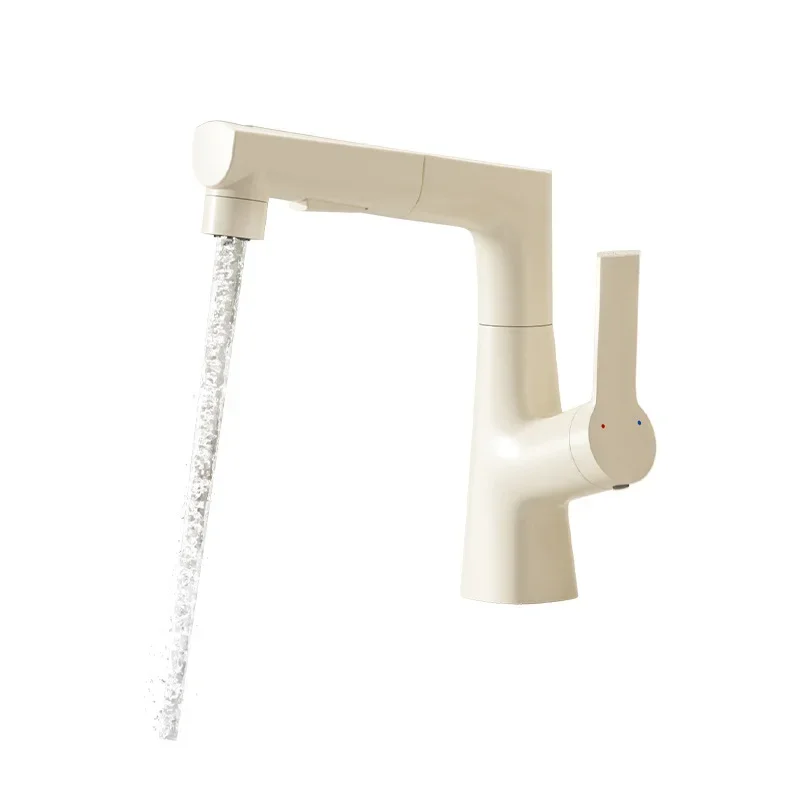 

Cream Wind All Copper Lifting Basin Faucet Pull-out Household Washbasin Faucet