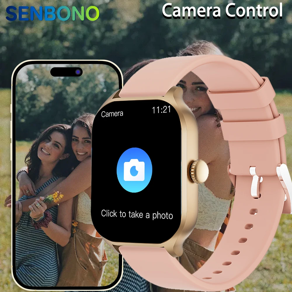 

SENBONO новые умные часы для мужчин и женщин с управлением камерой, Bluetooth-вызовы, мониторинг сердечного ритма, сна, умные часы для Android iOS