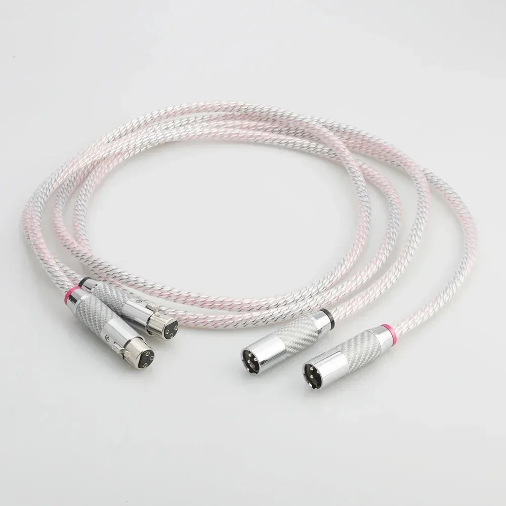 Audiocrast Silver Plated XLR Balanced Cable 3 Pin Male to Female Stereo Pair Carbon Fiber Rhodium Plug Interconnect AMP DAC