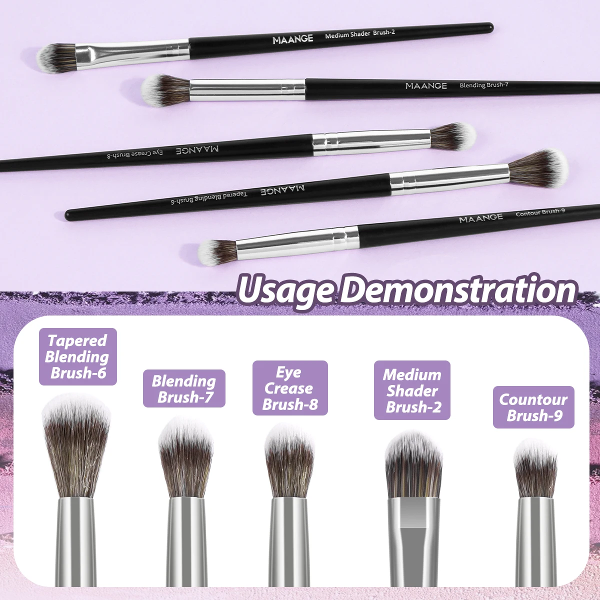 MAANGE 5PCS Detail Makeup Brushes Kit Concealer Brush Eyeshadow Soft Bristles Shader Brush Facial Cosmetic Beauty Makeup Tools