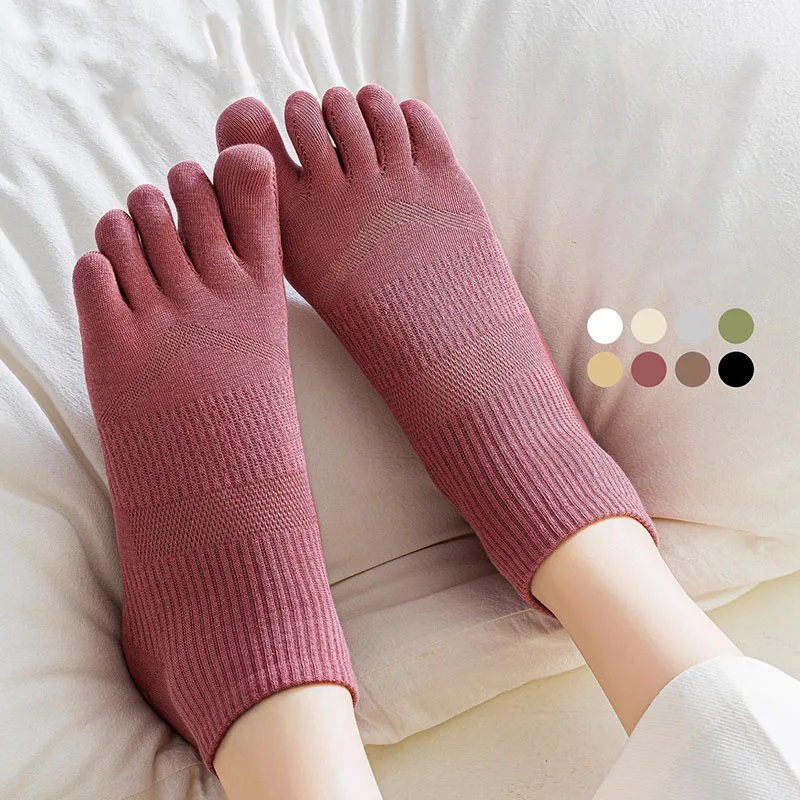 5 Pairs Five Fingers Socks Women Cotton Mesh Summer Toe Socks Sports Anti-slip Low Cut Ankle Socks With Separate Fingers Socks