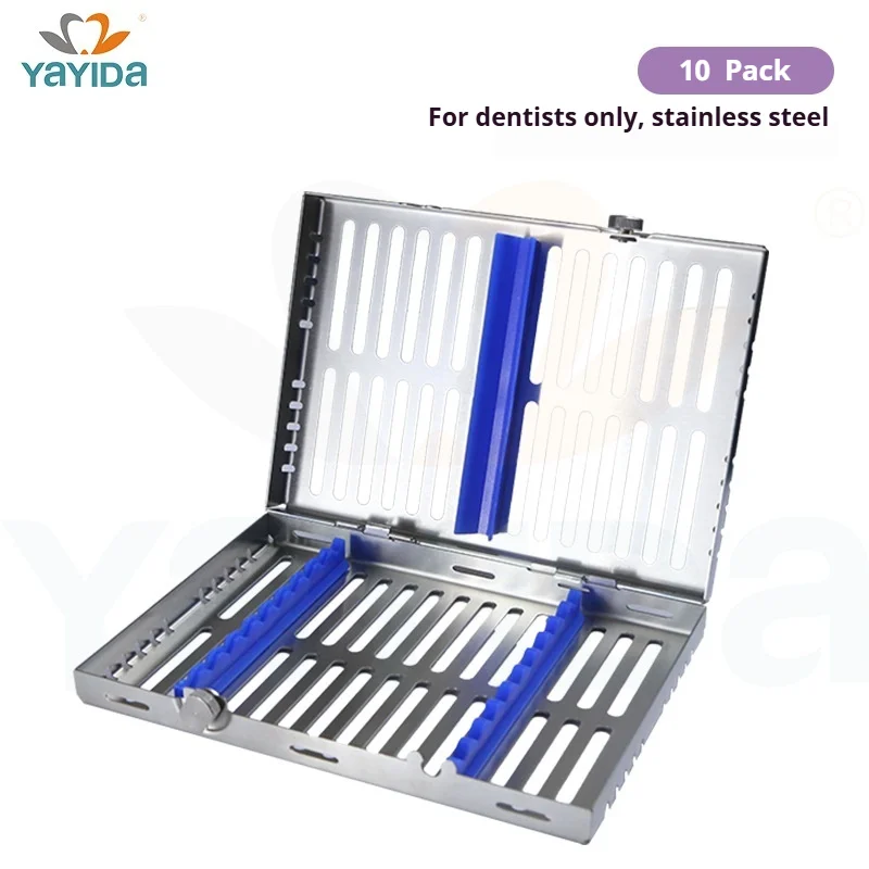 YAYIDA Dental Disinfection Box Sterilization Box Metal Dental Stainless Steel 5/10 Count Instrument Management Boxes