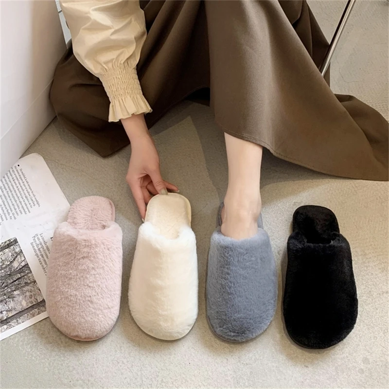 Cotton Slippers Women Cute New Plush Velvet Autumn Winter Indoor Outdoor Warm Fresh Soft Bottom Kawaii Sweet Girls Home Shoes