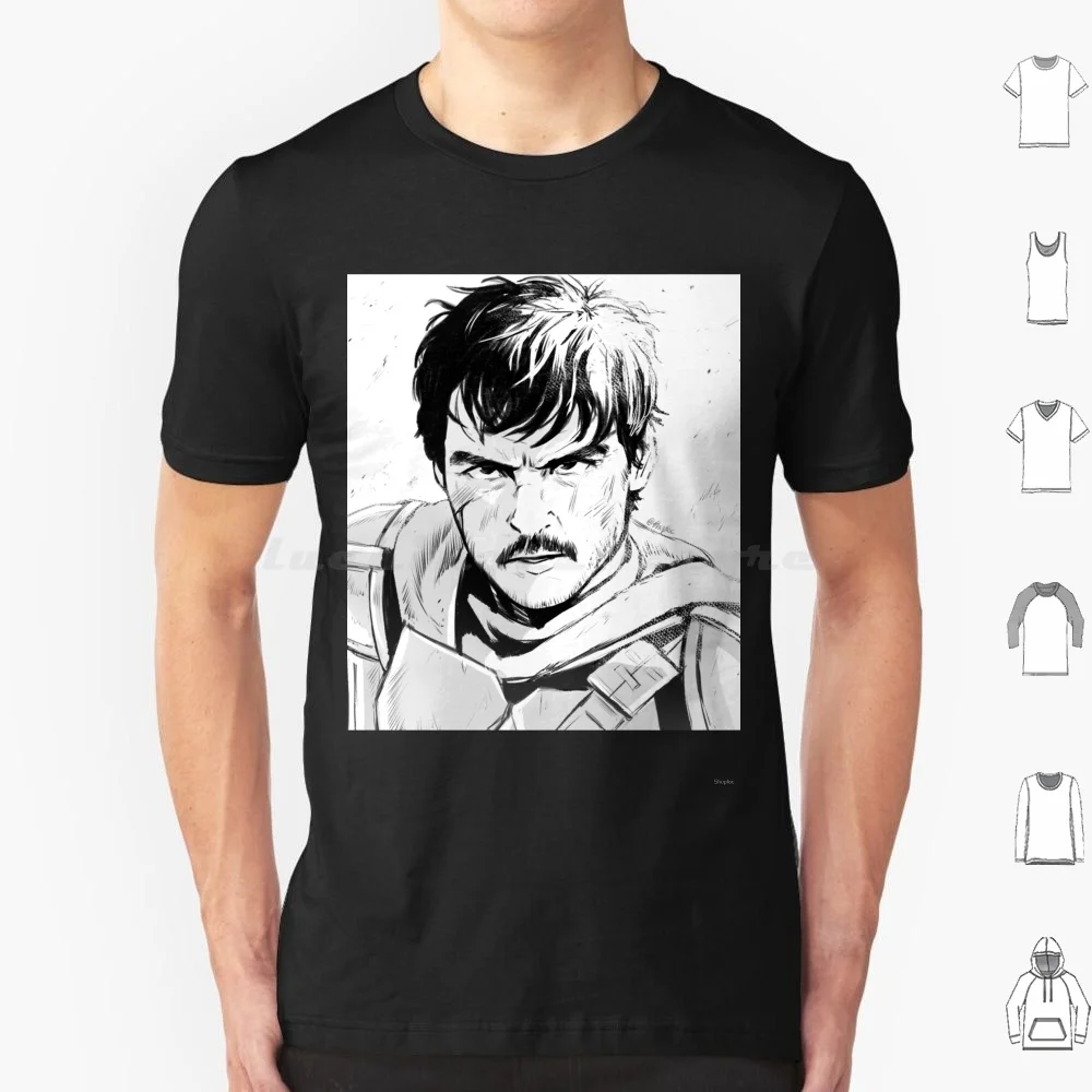 Mando Sketch T Shirt 6Xl Cotton Cool Tee Pedro Pascal Pedro Pascal Javier Pena Mando Star Sw Child Actor Fan Fanart Last Us