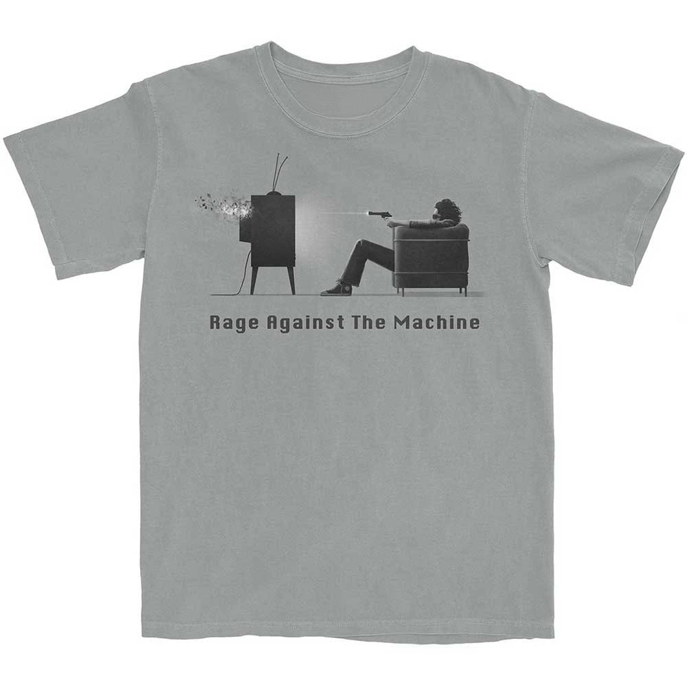 Camiseta de algodón con gráfico de Rage Against The Machine TV Shooting, sátira política, rap, metal, ropa urbana, cuello redondo unisex
