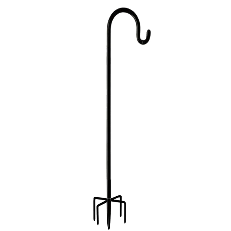 PORK-Outdoor Shepherd's Hook, Heavy Duty Bird Feeder Post For Hanging Lanterns, Bird Feeders With 5-Foot Base