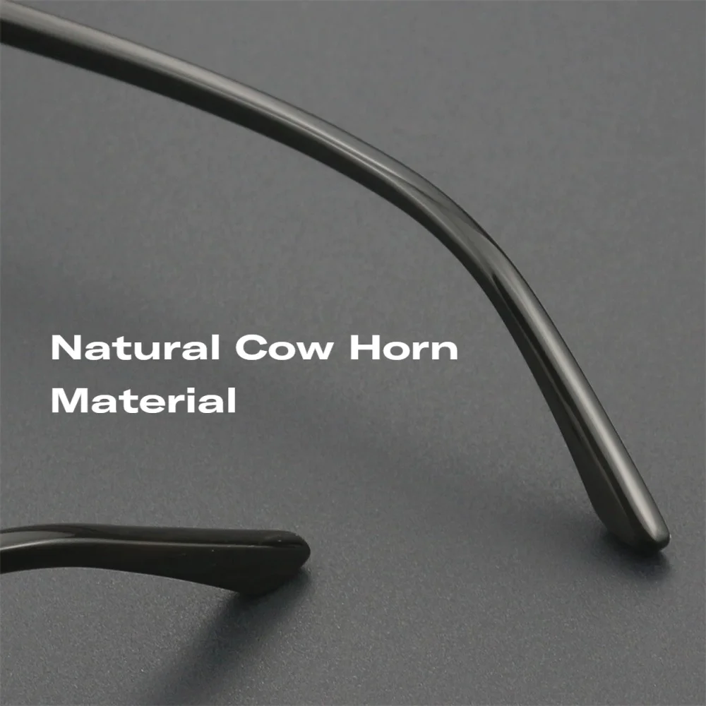 EYELUYAN الجاموس القرن والتيتانيوم كامل حافة إطار نظارات الرجال موضة الأعمال نمط قصر النظر إطار نظارات بصرية عالية الجودة #5