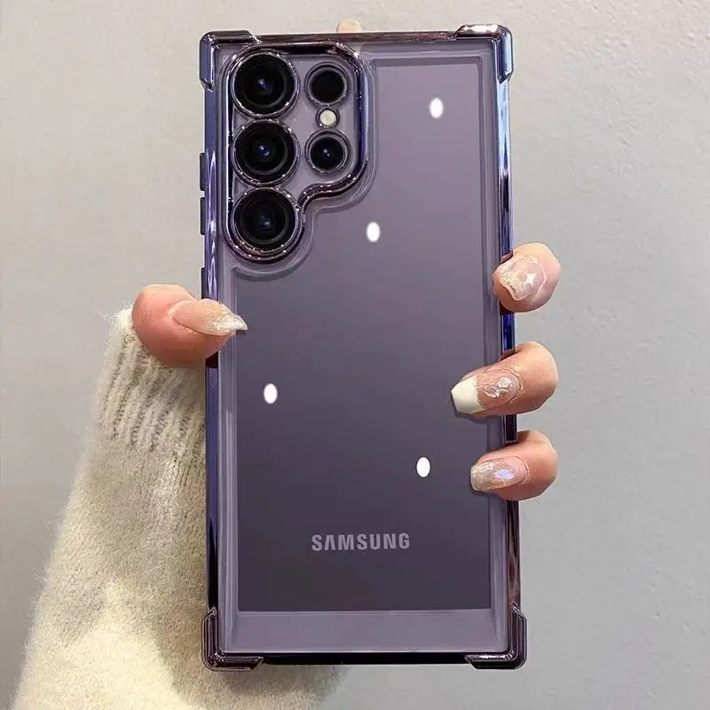 Luxuriöse Transparente Handyhülle mit Beschichtung für Samsung Galaxy S26 S25 Ultra S24 S23 S22 Plus S21 FE A55 A36 A54 A53 A35 A52 A34 Schutzhüllen – Detail 3