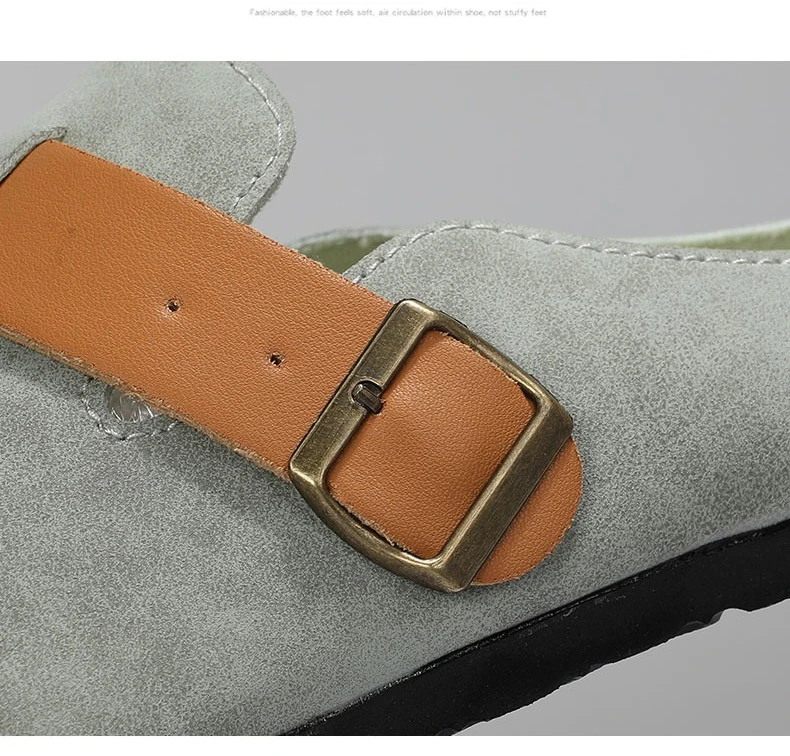 Bequeme Herren-Hausschuhe mit Lederobermaterial, Sommer-Freizeitschuhe, leicht, atmungsaktiv, für den Innen- und Außenbereich – Detail 4