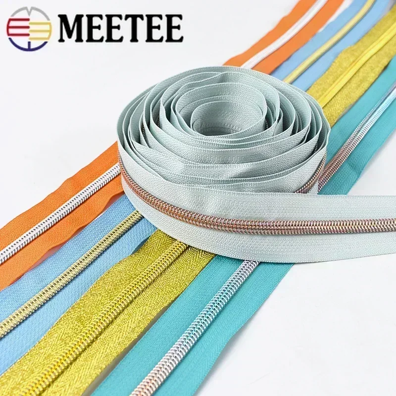 4-10Meters 5# Nylon Zippers Colorful Tooth Coil Zipper for Garment Bags Zip Tape Repair Kit DIY Clothes Tailor Sewing Accessory