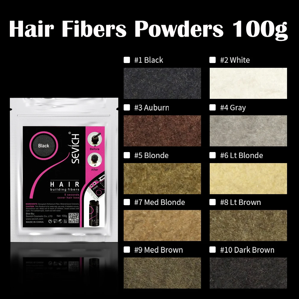 SEVICH 100g Hair Fibers Refill Bag Bald Extension Hair Growth Powder Salon Professional Hair Treatment Unisex Hair Loss Products