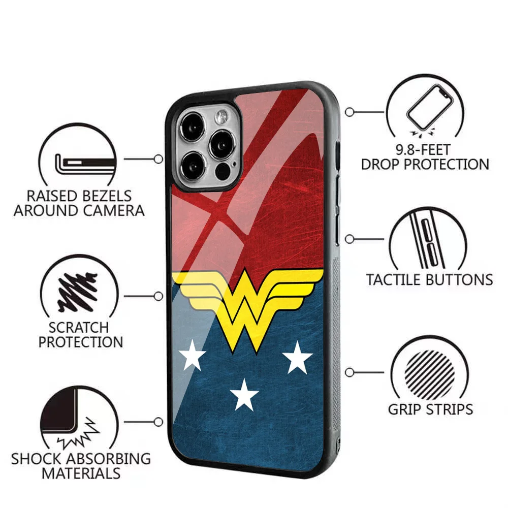 W-Wonder woman Phone Case Strong Magnetic For IPhone 15 14 13 Pro Max 11 12 Mini Alex Mirror For Magsafe Wireless Charging Cover