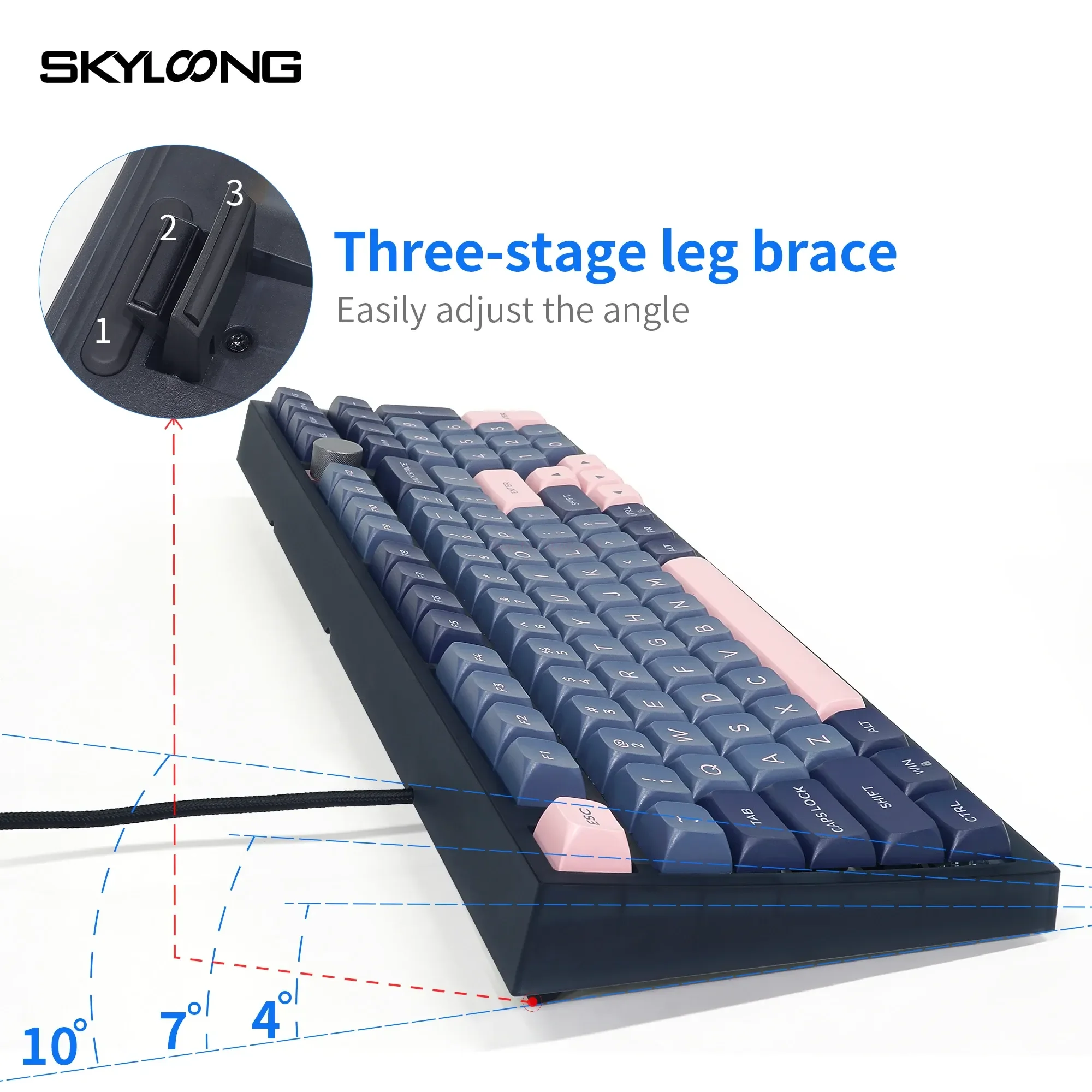 Imagem -06 - Skyloong-teclado Mecânico Bluetooth sem Fio Gk980 Modos 2.4g Retroiluminação Rgb Hot Swappable Botão Multi-função Programável