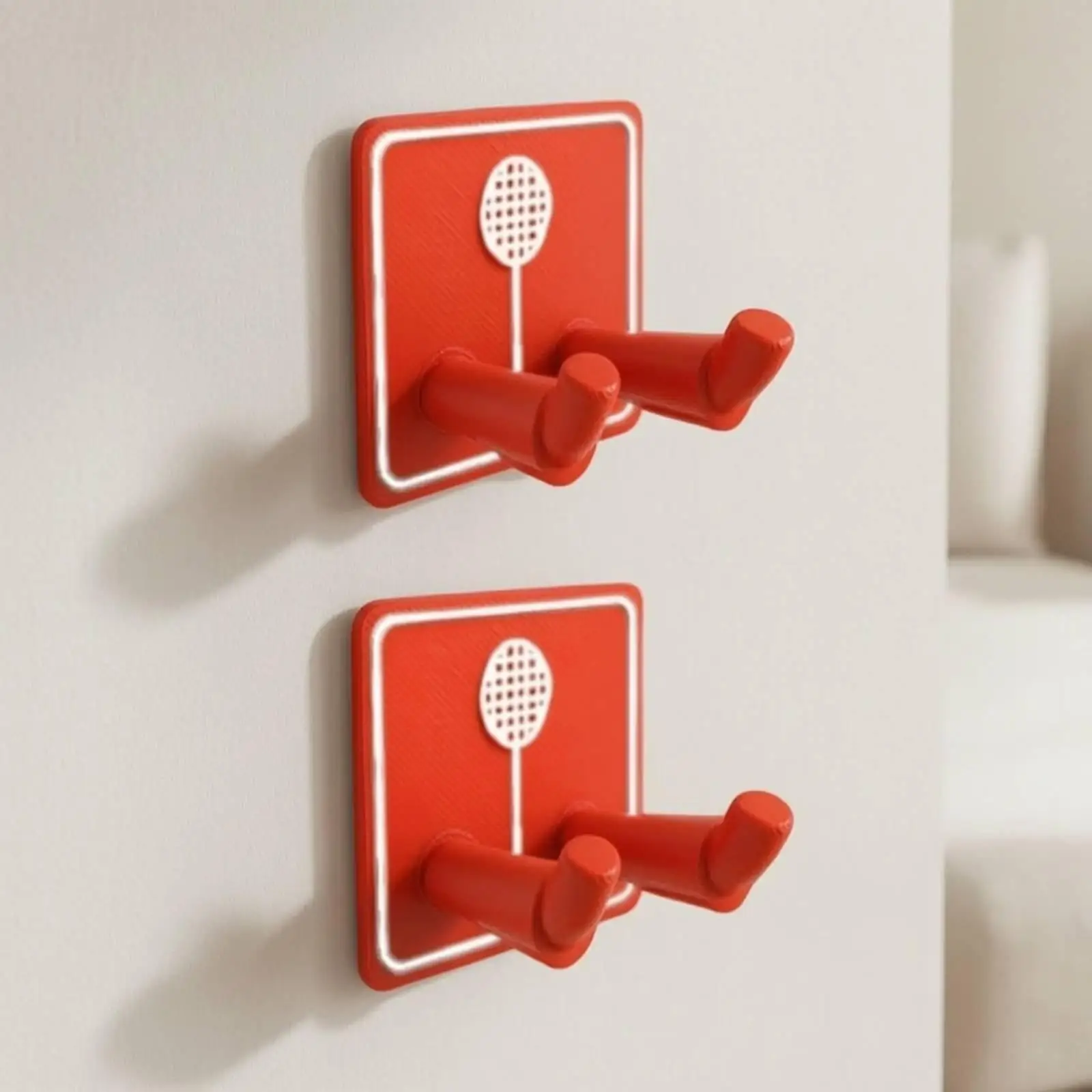 Badminton Racket Display Hook Wall Mount Holder No Drill Storage Rack for Sports Room Organizer Gear Hanger Stand