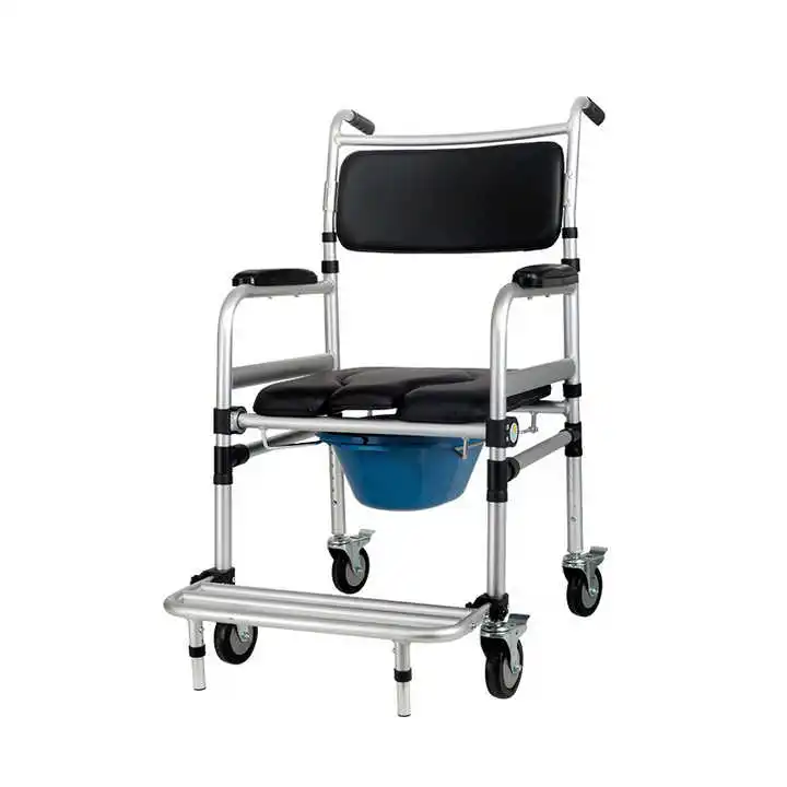 Wholesale Price Patient Commode Chair Foldable Aluminum Alloy Movable Commode Chair Suitable for Elderly and Pregnant Women