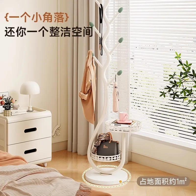 Bedroom light luxury tree branches hanging hangers, wrought iron clothes , entrance floor vertical storage coat rack