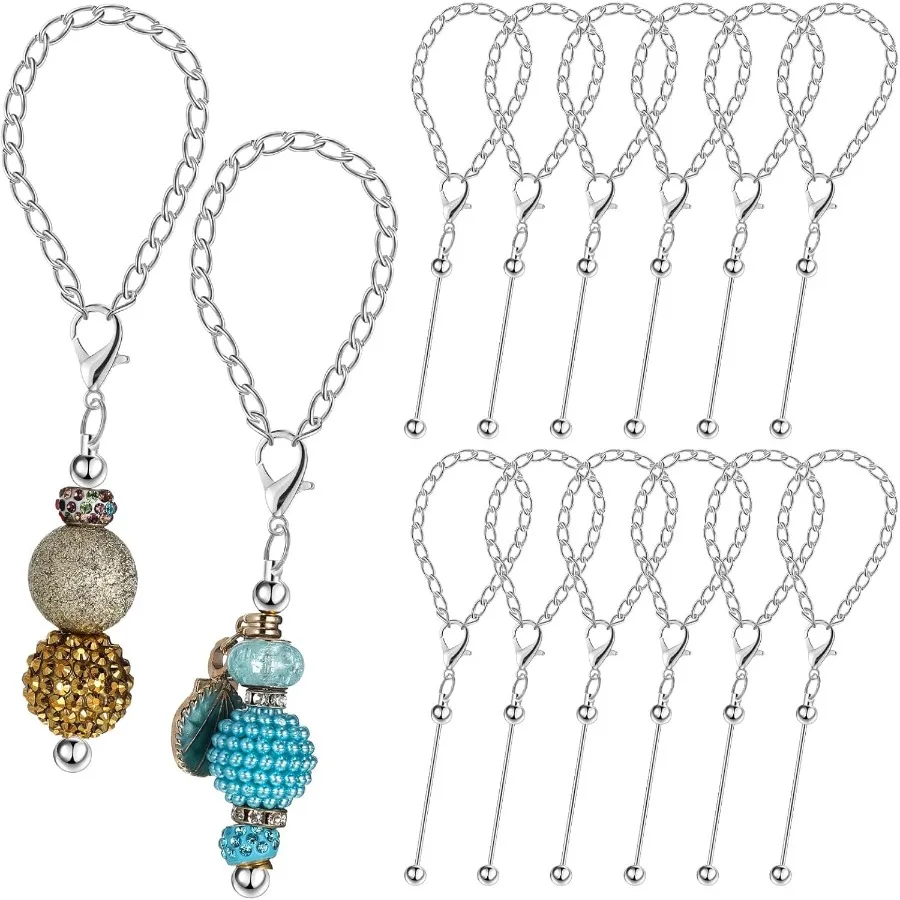 

12 Pcs Beadable Charm Accessories Compatible with Beaded Charm for Tumblers with Handle Cup Chains Wire for 30 40 oz Water Bot