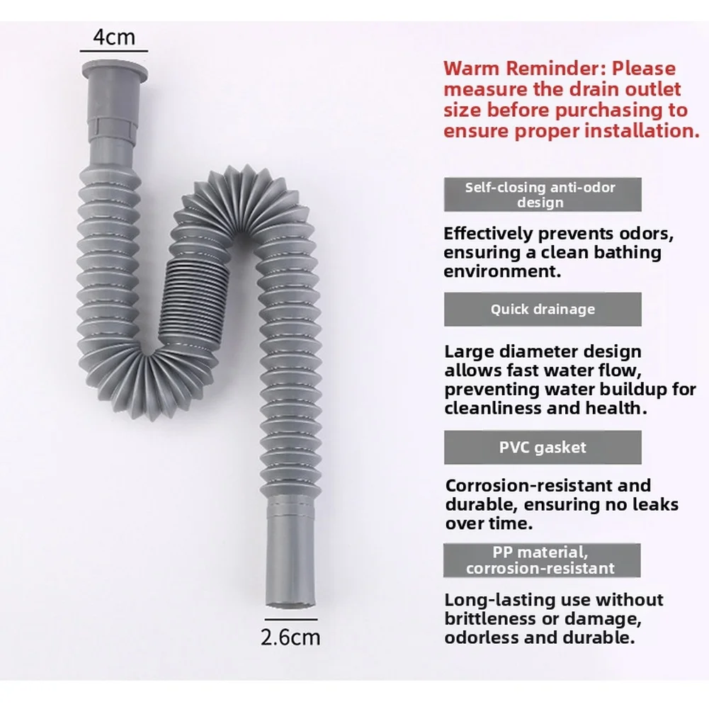 Adjustable Length Drain Pipe for Sinks with 26mm Internal Diameter Designed for Reliable Flow and Minimal Clog Risk