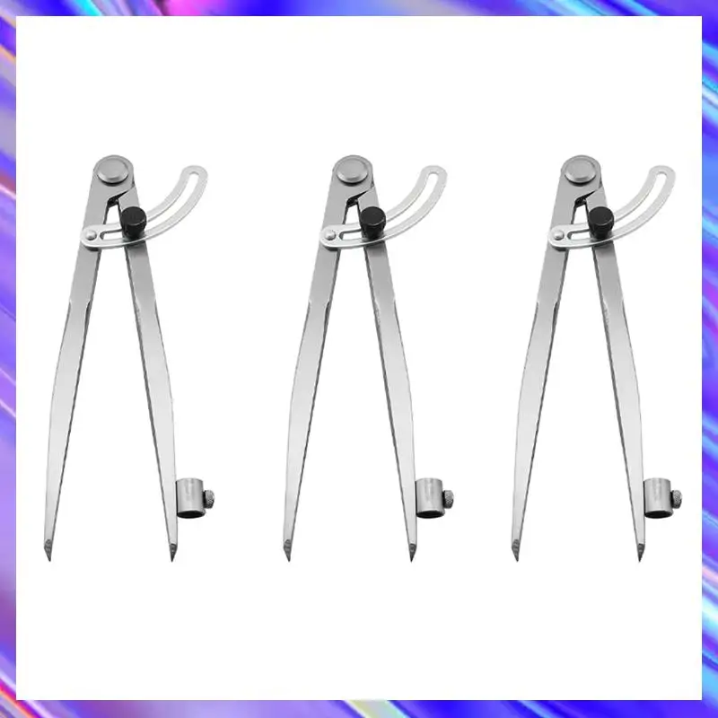 Brújula de 8 pulgadas, herramienta de trazado divisor de ala de precisión de 200Mm con portalápices para geometría, madera, Metal y cuero, 3 uds.