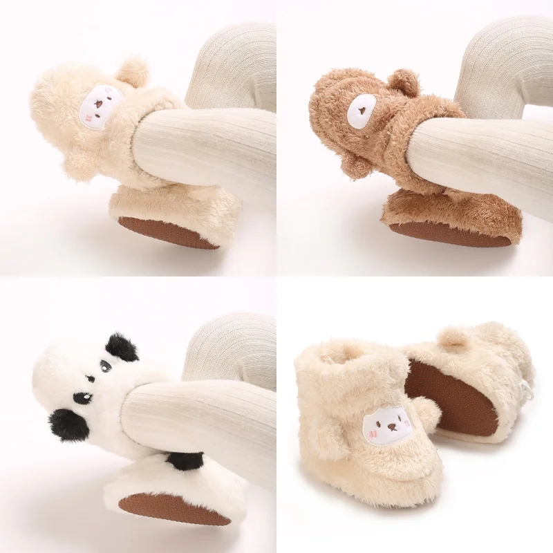 Winter Baby And Baby Girl Warm Plush Baby Boots With Cute Cartoon And Comfortable Soft Soles Suitable For Newborns Aged 0-18M