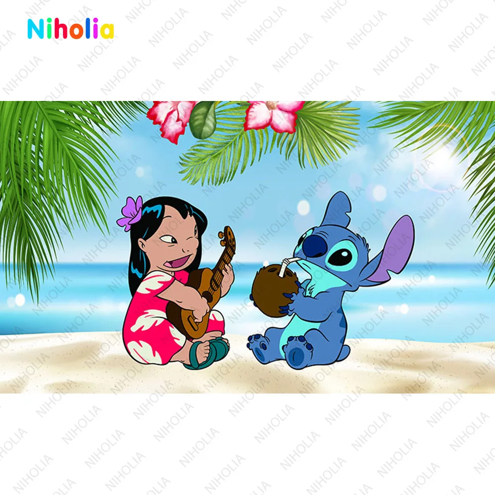 Lilo & Stitch koło tło dekoracyjne pokrycie dzieci urodziny okrągłe tło ściana baner prysznicowy dla dziecka Cylinder elastyczny