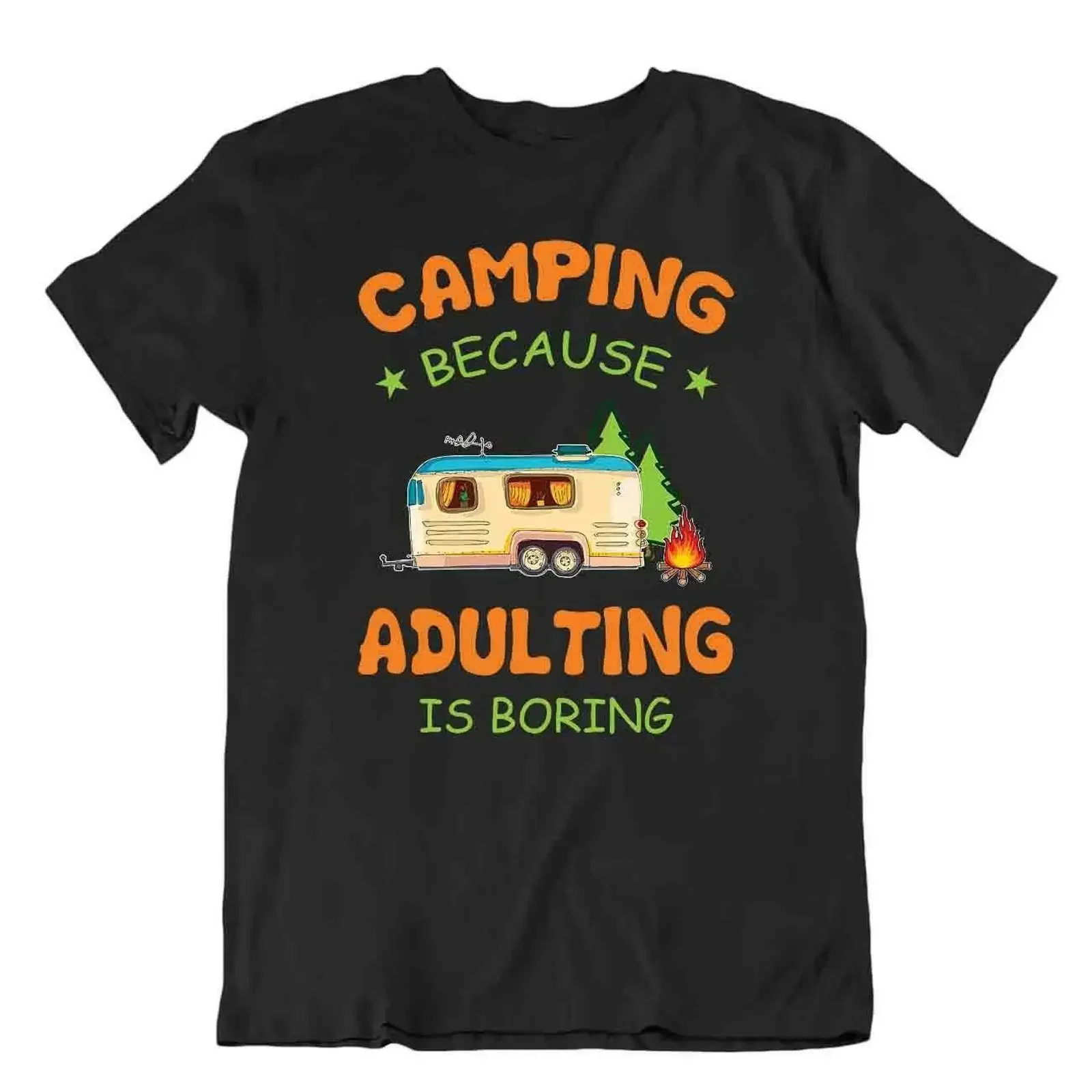 Camping Outside Trip T Shirt Cool Cute Funny Outdoors Fresh Caravan Fun vintage Washed designer clothes graphic Breathable