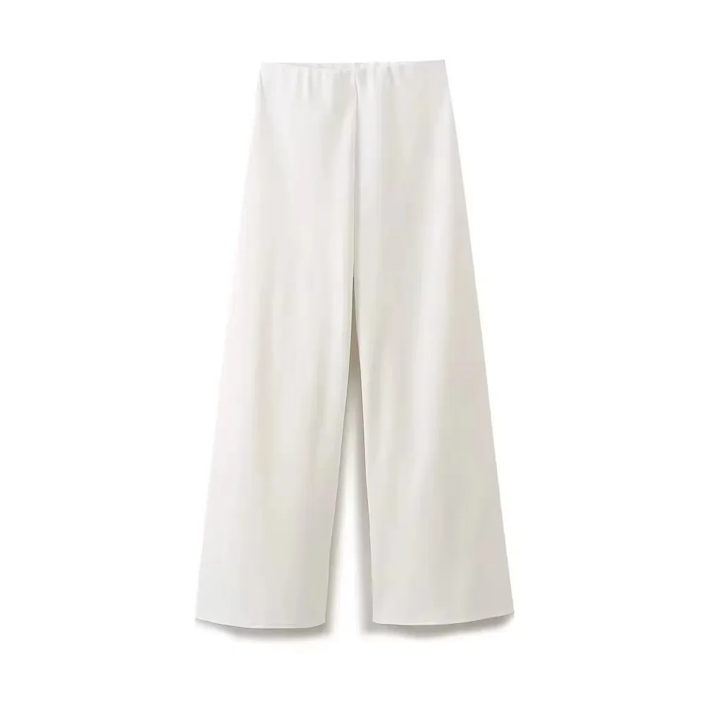 HH Women Fashion Vintage Solid Wide Leg Pants Elastic Waist Loose Casual Trousers For Woman 2024 Basic Pant