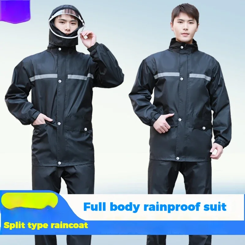 Raincoat and Rainpants Suit Full Body Rainstorm Prevention Electric Bicycle Motorcycle Takeaway Riding Reflective Split Raincoat