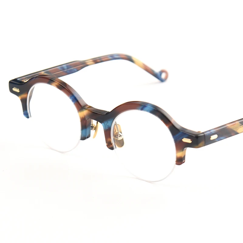 Exquisite colorful small frame Vintage Round acetate glasses frame men women optical Myopia Presbyopia prescription eyewear