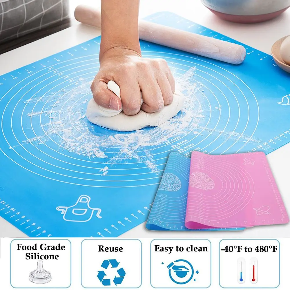 Temperature Resistance Kitchen Thickening Cooking Silicone Baking Mat Kneading Dough Pad Pastry Rolling Mat Bakeware Liners