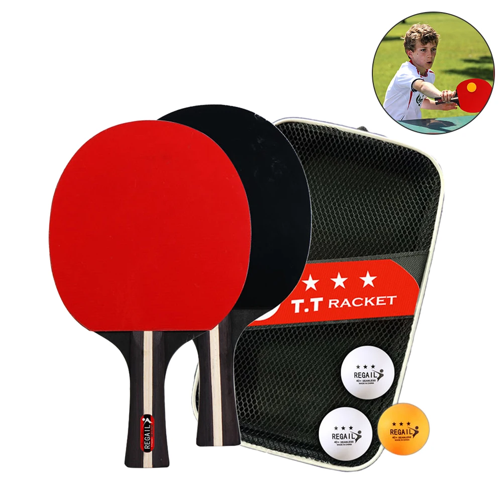 Ping Pong Racket 2 Rackets & 3 Balls Table Tennis Paddles Professional Ping Pong Paddle with Bag for Beginners Training Game