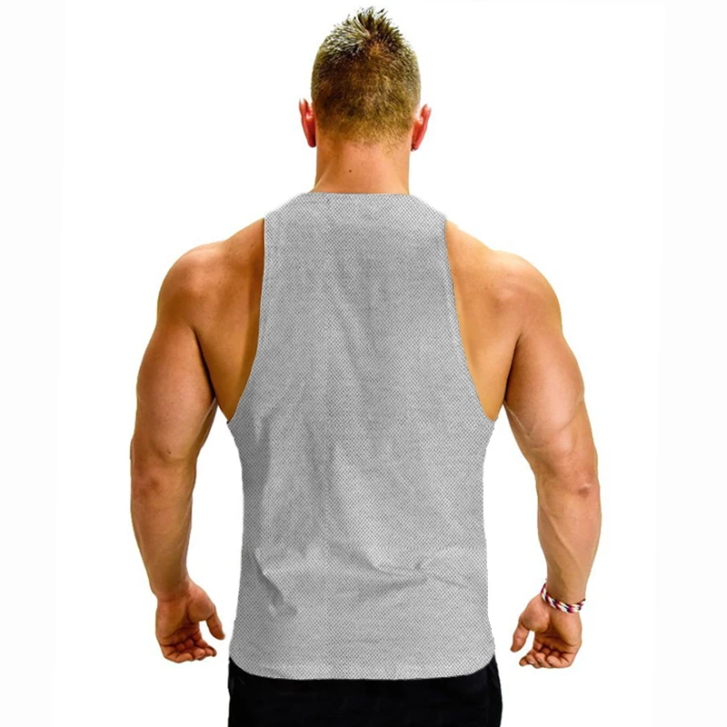 New Fashion Summer Fitness Tank Top Mens Bodybuilding Stringer Quick Dry Solid Gym Sleeveless Shirt Workout Muscle Vest