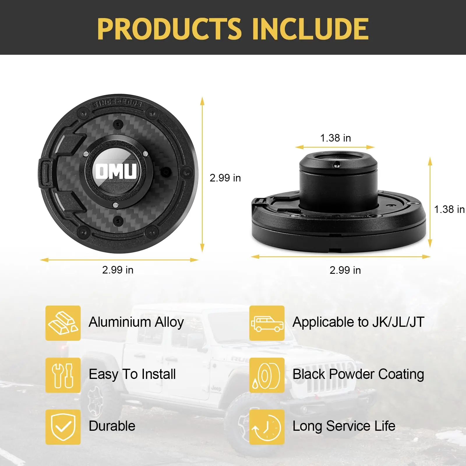 OMU 4x4 الألومنيوم راديو هوائي قاعدة غطاء هوائي الإسكان جبل غطاء غطاء ل جيب رانجلر 2007-2018 JK JKU & 2018-2024 JL JLU JT #5