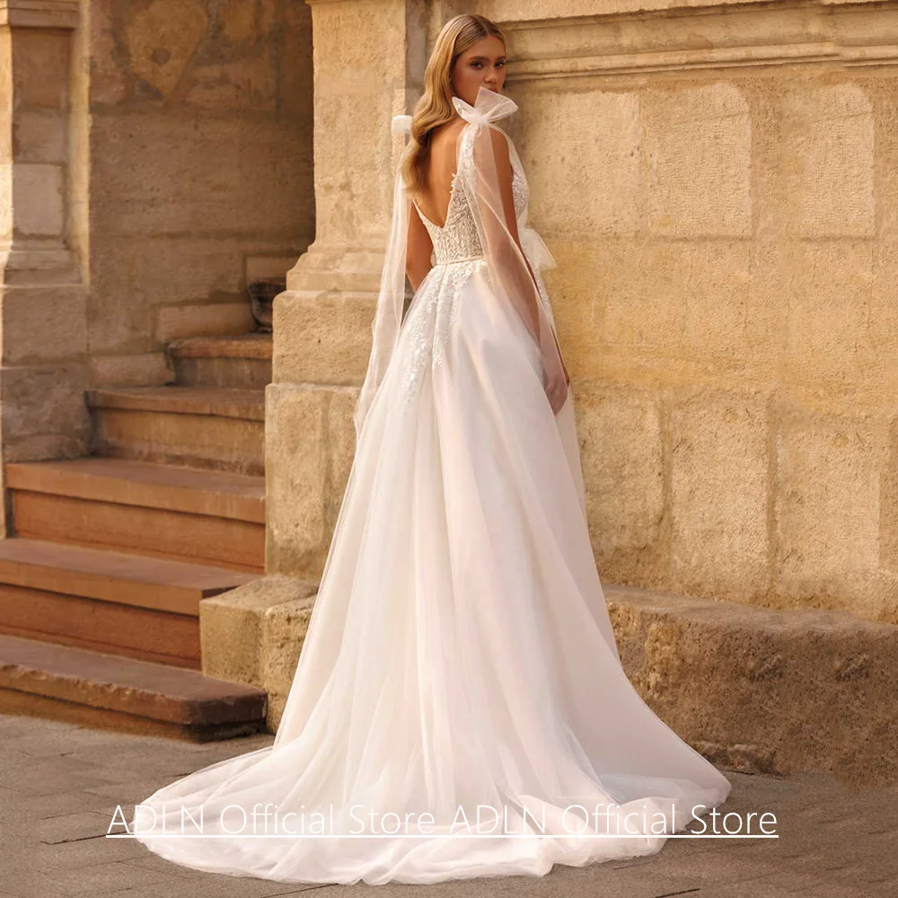 Klasyczna suknia ślubna dla kobiet, suknia ślubna na zamówienie, bez rękawów, dekolt w serek, tren zamiatający, zamek błyskawiczny z tyłu, rozcięcie, suknia dla panny młodej.