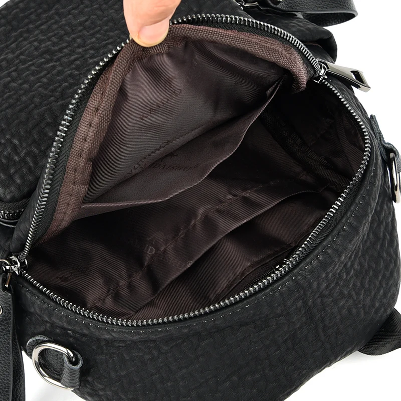 2024 Summer Women \'s Backpack PU Shoulder Ladies Women\'s Bags School Travel Bag Fashion For Black One Shoulder Small Size