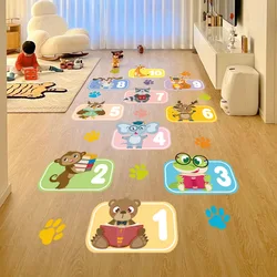 1 set of 3pcs animal numbers floor stickers cartoon hopscotch game kindergarten children living room self-stickers