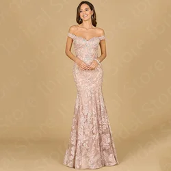Robe sirène en dentelle rose fard à joues classique pour femmes, mère du marié, robes de soirée de mariage Off Initiated, tout pour le mariage, 2024
