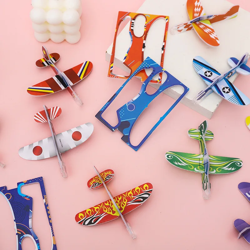 10Pcs Mini DIY Hand Throw Flying Glider Planes Foam Airplane Game Toys for Kids Birthday Party Favors Baby Shower Pinata Fillers