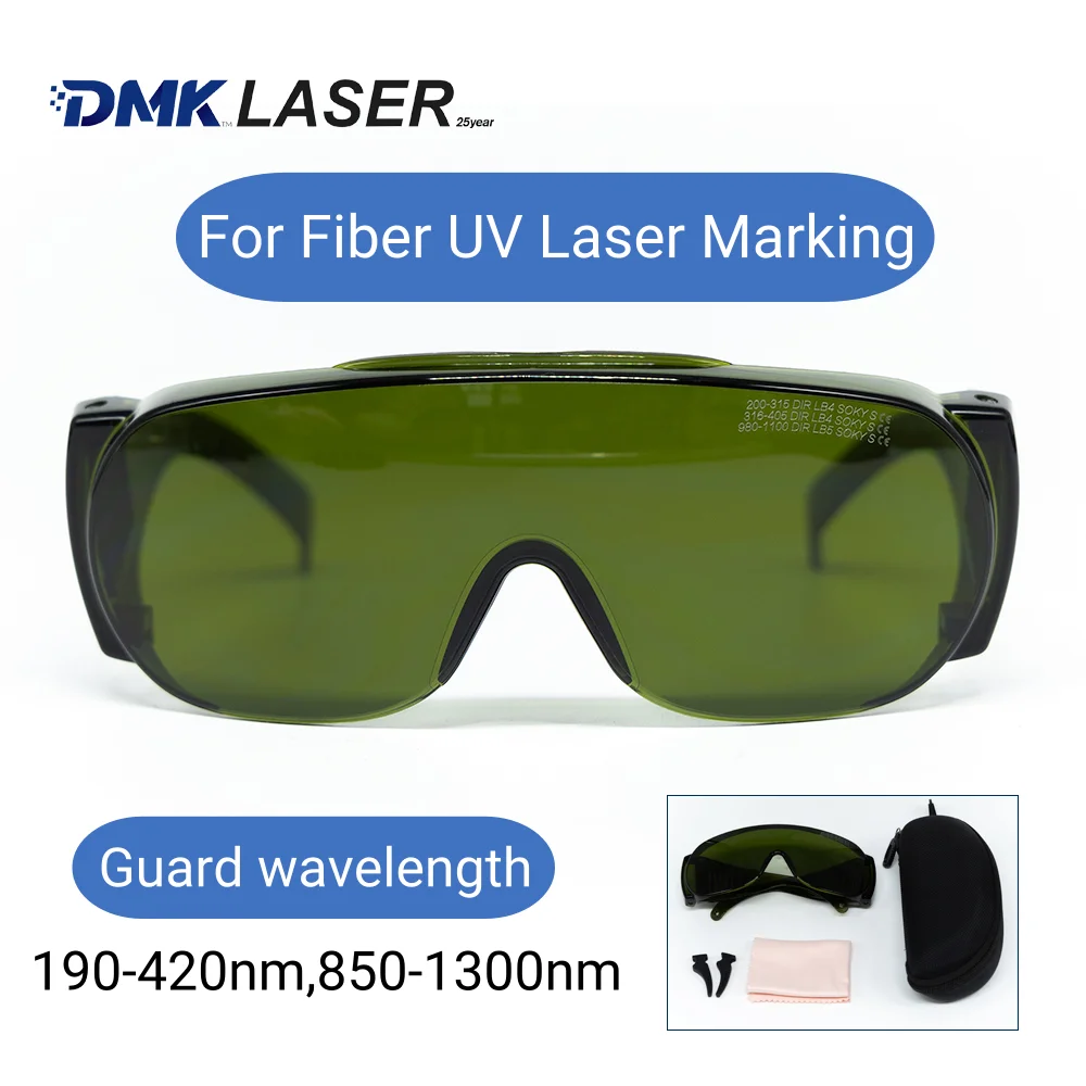 DMK fiber Laser UV marking protective eyes glasses 190-420nm&850-1300nm safety goggles OD5+ for operator anti laser radiation