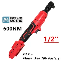 Brushless Electric Ratchet Wrench 1/2'' Cordless Removal Screw Nut Repair Handheld Power Tools Fit For Milwaukee 18V Battery