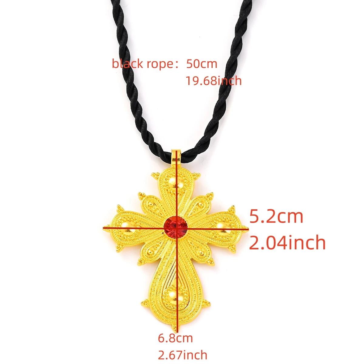 African Great Cross Pendant Necklaces Women Girls Gold Color Eritrean Ethnic Party Jewelry