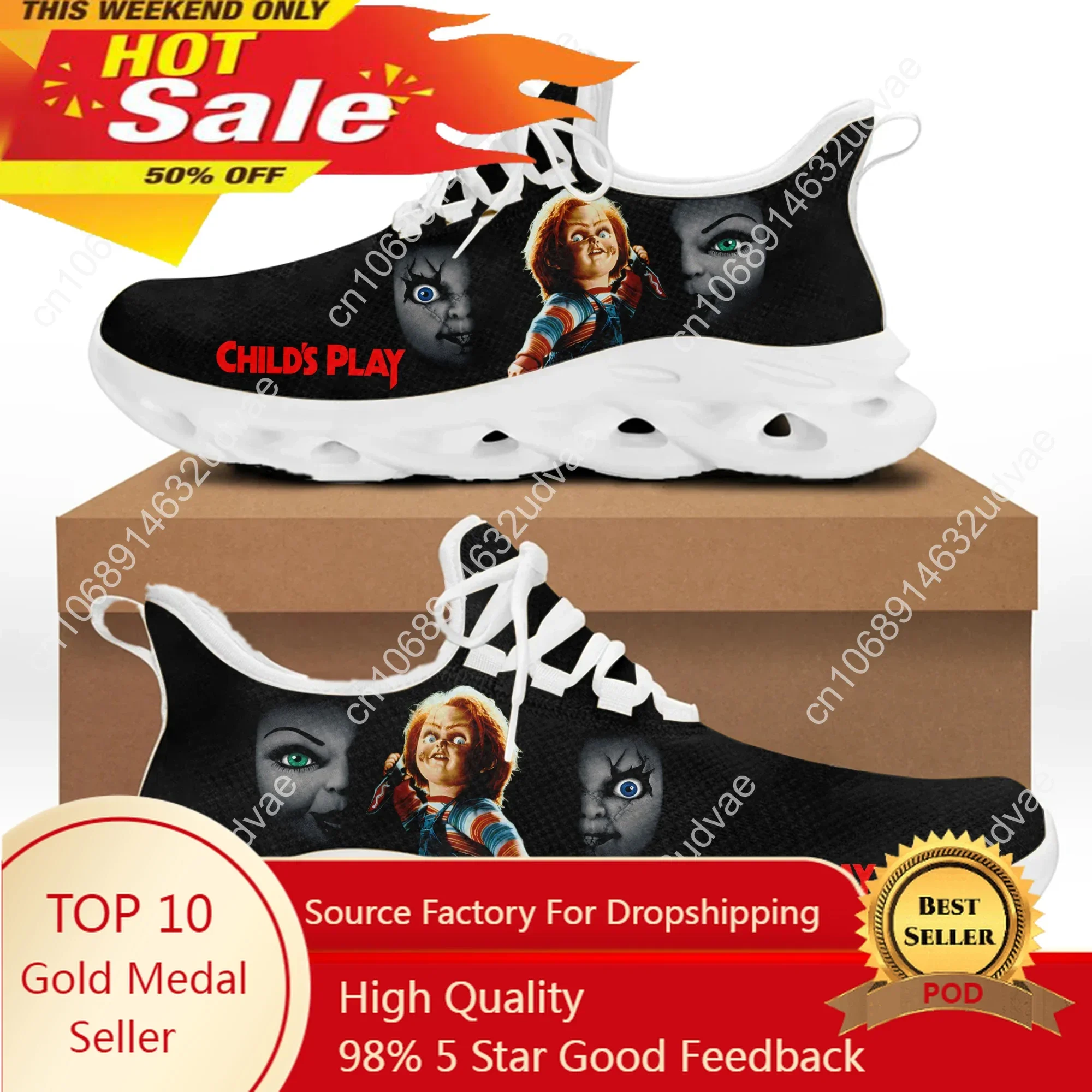 

Childs Play Chucky Horror Movie Flats Sneakers Mens Womens Sports Running Shoes High Quality DIY Sneaker Custom Made Shoe